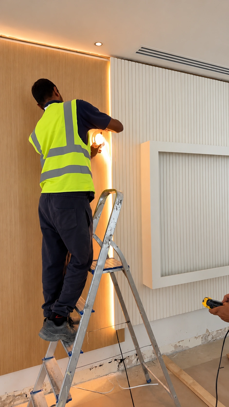 Sama Al Tariq team: fluted panel and lighting